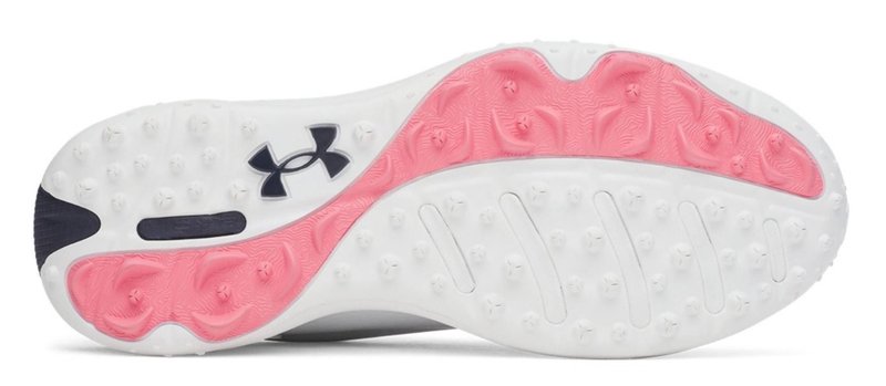 Under Armour Drive Fade 2 Spikeless ladies golf shoes, white/metallic silver