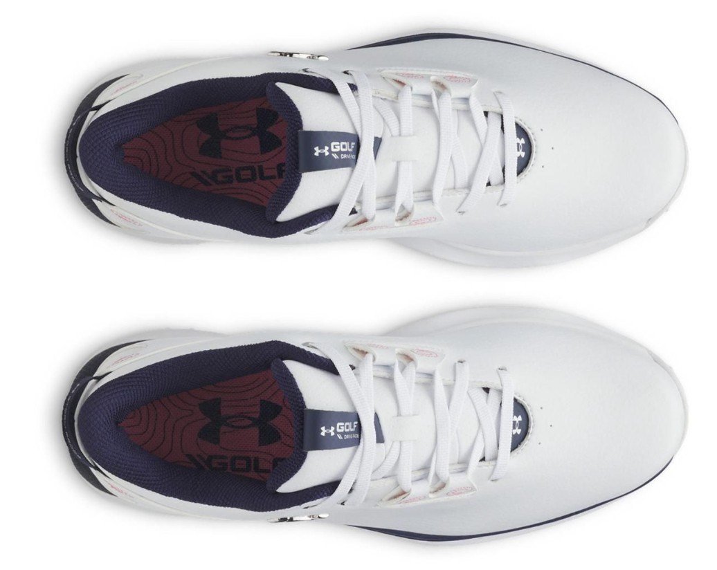 Under Armour Drive Fade 2 Spikeless ladies golf shoes, white/metallic silver