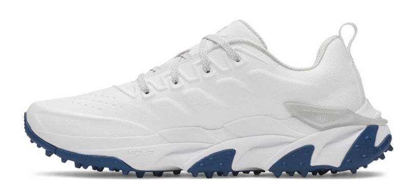 Under Armour Halo Tour Spikeless mens golf shoes, white/metallic silver