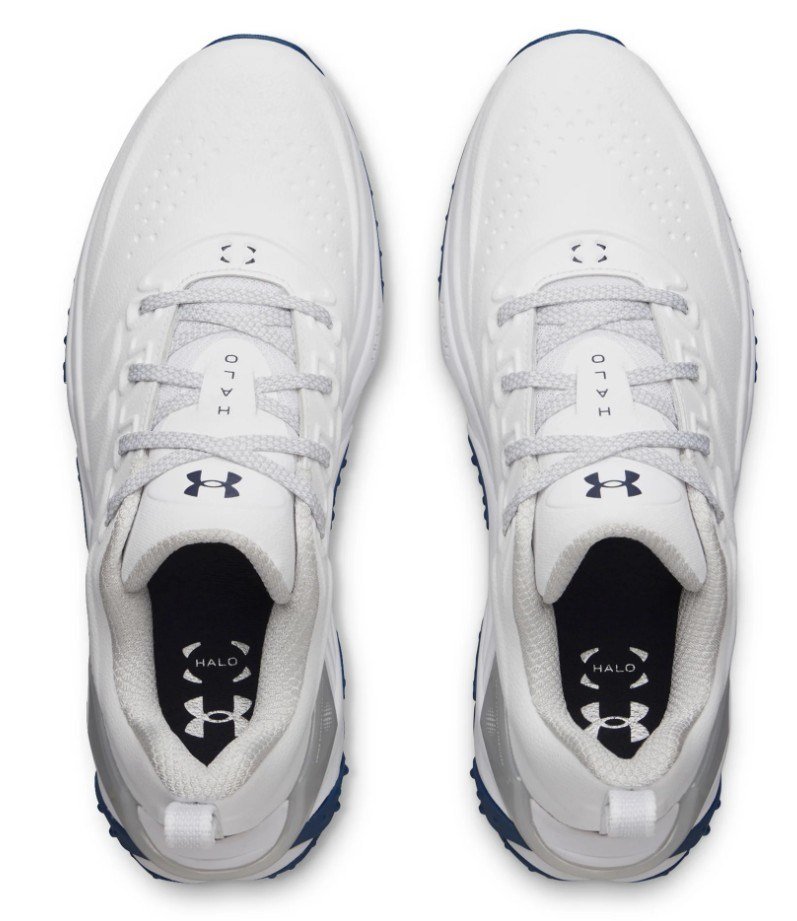 Under Armour Halo Tour Spikeless mens golf shoes, white/metallic silver
