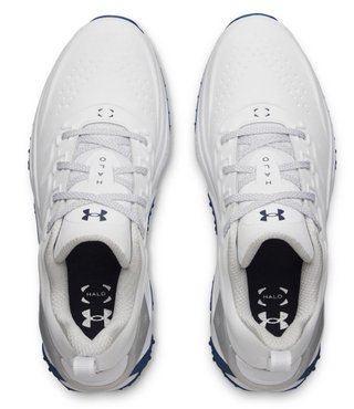 Under Armour Halo Tour Spikeless mens golf shoes, white/metallic silver