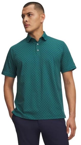 Under Armour ArmourDry Print Rib men's polo, rack green/arden green/midnight navy