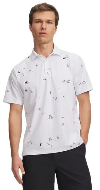 Under Armour ArmourDry Printed men's polo, white/rack green/black