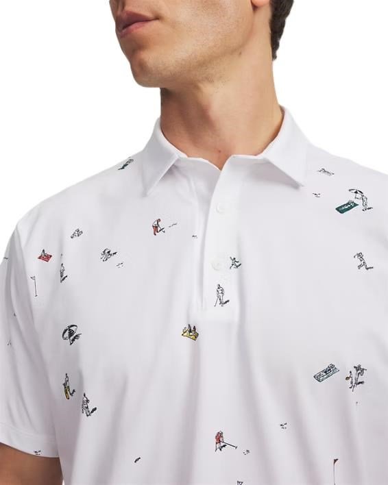 Under Armour ArmourDry Printed men's polo, white/rack green/black
