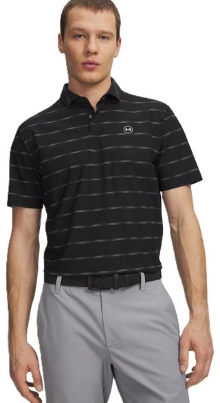 Under Armour Drive Chill Printed men's polo, black/castlerock/halo gray