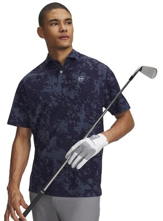 Under Armour Drive Chill Printed men's polo, midnight navy/halo grey