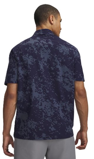 Under Armour Drive Chill Printed men's polo, midnight navy/halo grey