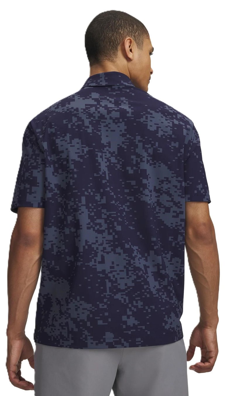 Under Armour Drive Chill Printed men's polo, midnight navy/halo grey