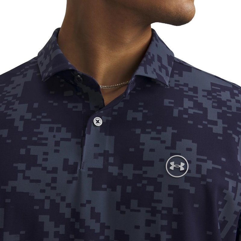 Under Armour Drive Chill Printed men's polo, midnight navy/halo grey