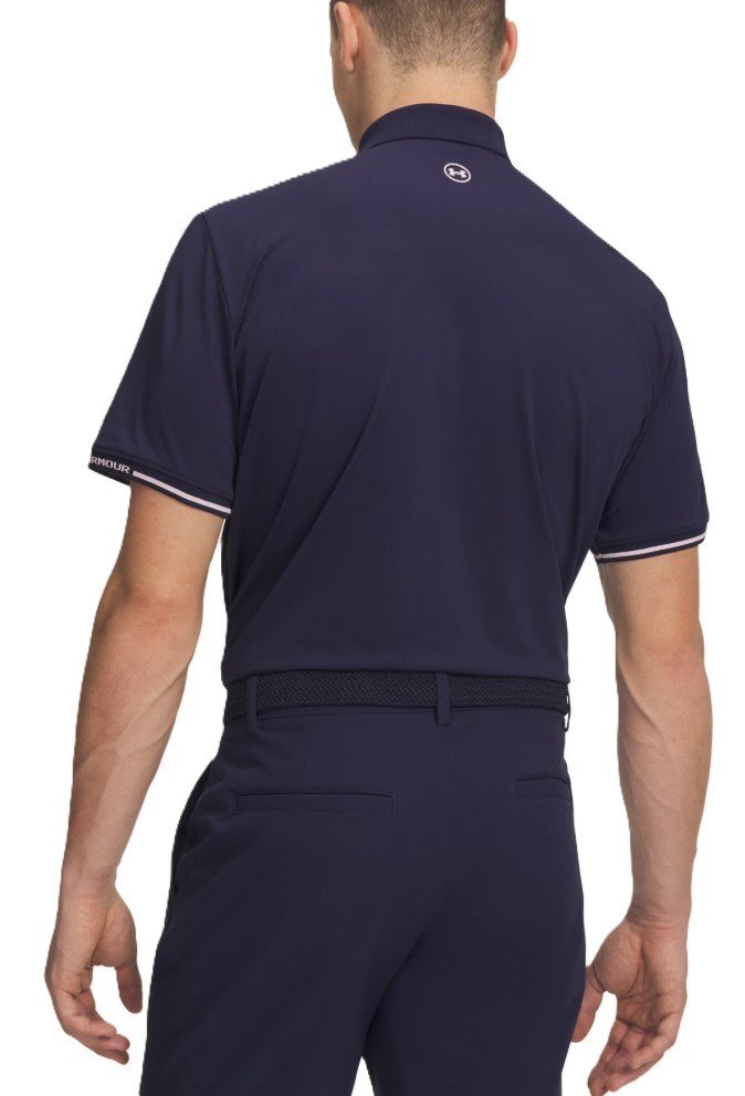 Under Armour Dry Pique men's polo, midnight navy/prime pink