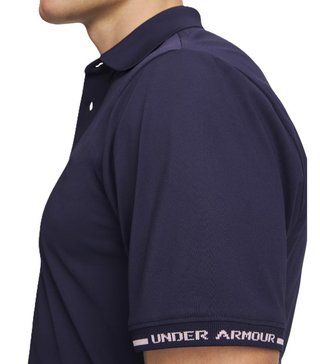 Under Armour Dry Pique men's polo, midnight navy/prime pink