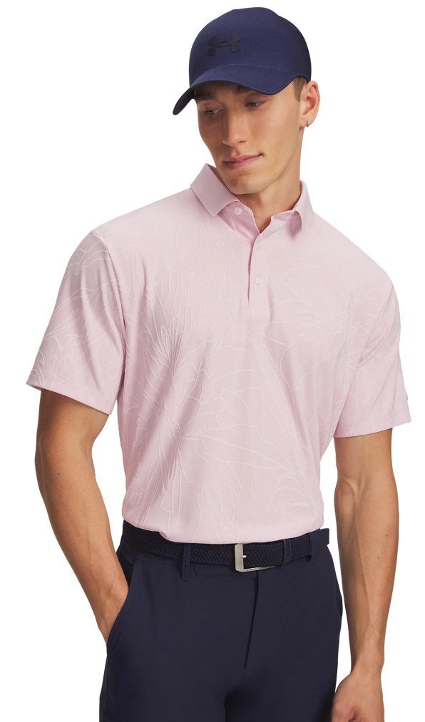 Under Armour Dry Jacquard men's polo, prime pink/pink dusk