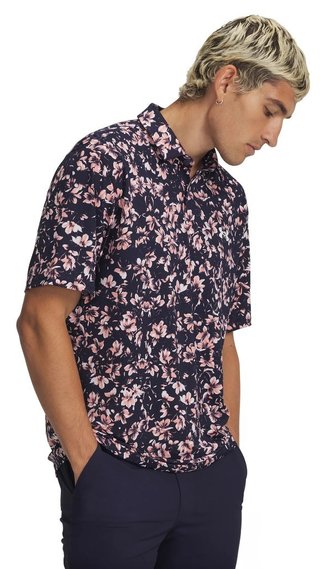 Under Armour Matchplay Printed men's polo, midnight navy/posh pink