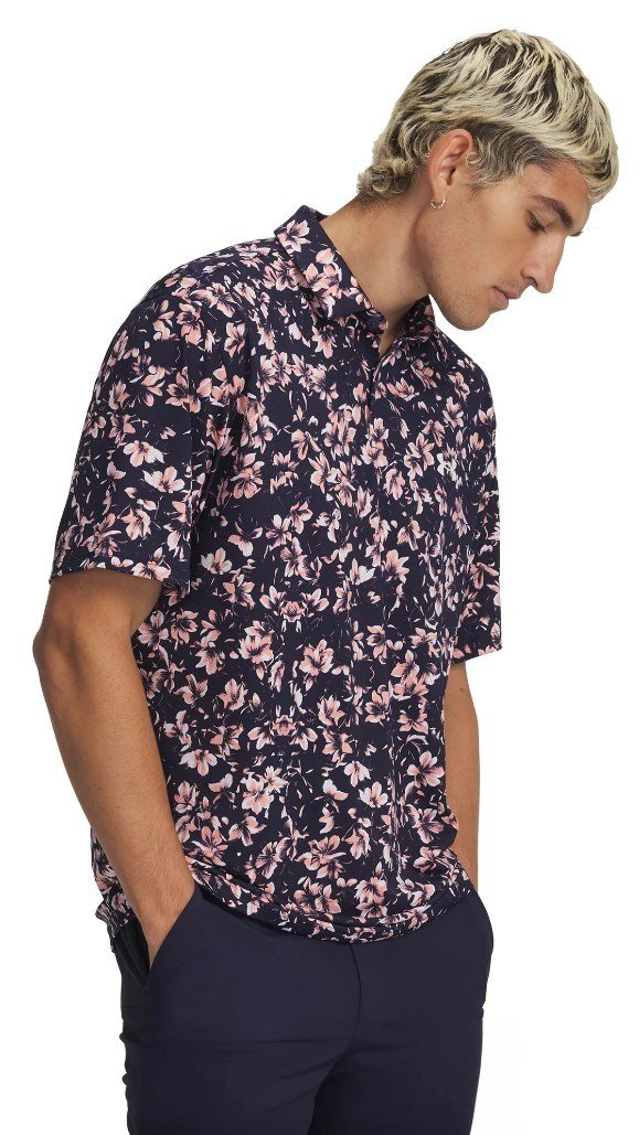 Under Armour Matchplay Printed men's polo, midnight navy/posh pink