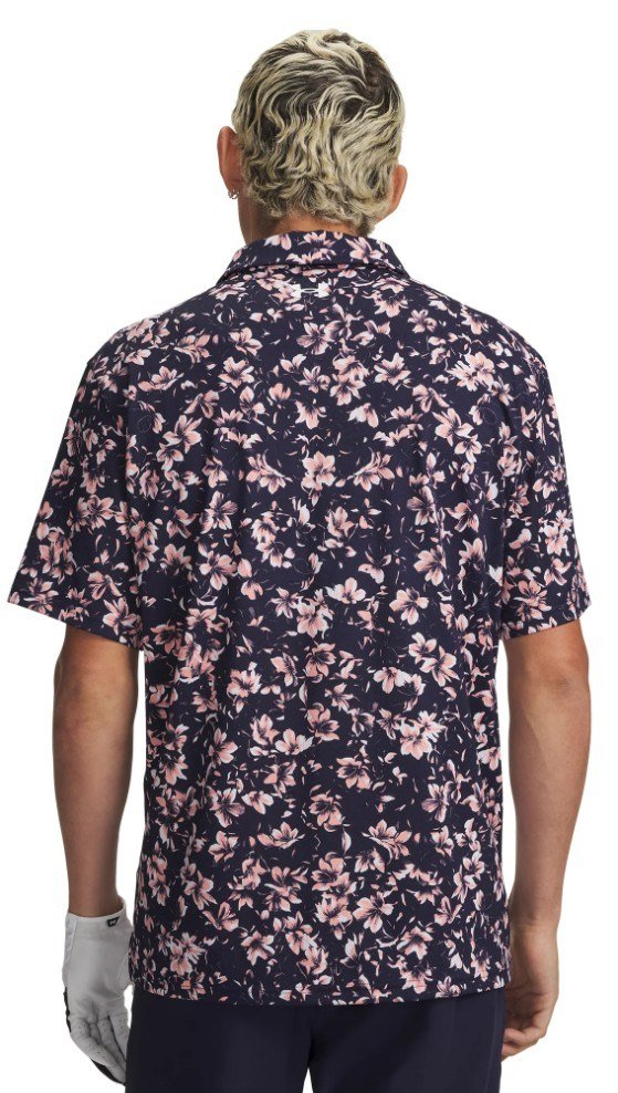Under Armour Matchplay Printed men's polo, midnight navy/posh pink