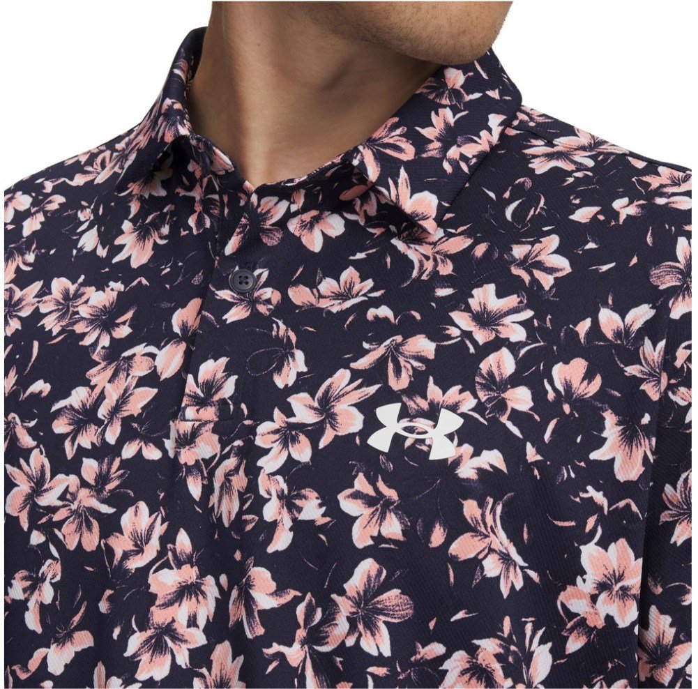 Under Armour Matchplay Printed men's polo, midnight navy/posh pink
