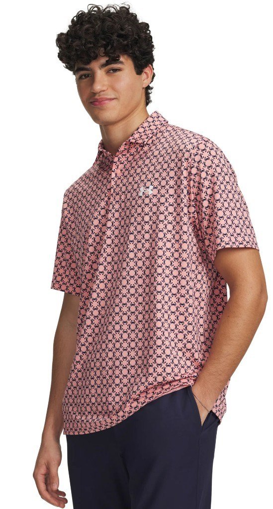 Under Armour Matchplay Printed men's polo, posh pink/midnight navy