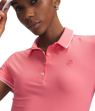 Under Armour Drive Chill women's polo, bittersweet pink/white