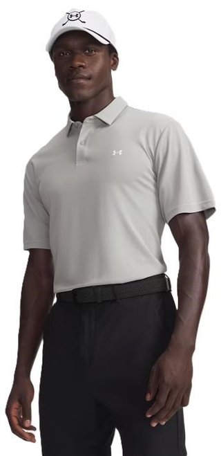 Under Armour Tee To Green Pique men's polo, titanium/white