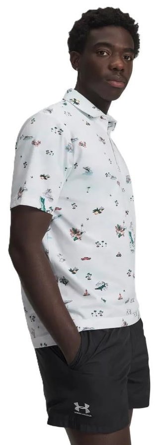 Under Armour ArmourDry Golf Trip Printed men's polo, white