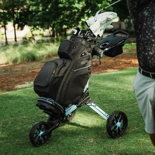 Bag Boy Nitron Auto-Open manual trolley, ice blue/white