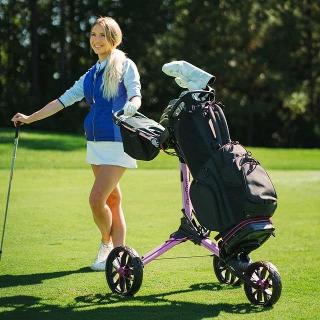 Bag Boy Nitron Auto-Open manual trolley, pink/wine