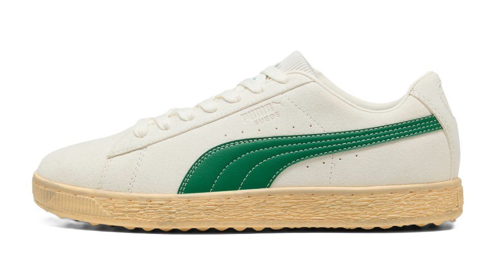 Puma Golf Puma Suede 30904 mens golf shoes, warm white/luso green