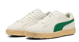 Puma Golf Puma Suede 30904 mens golf shoes, warm white/luso green