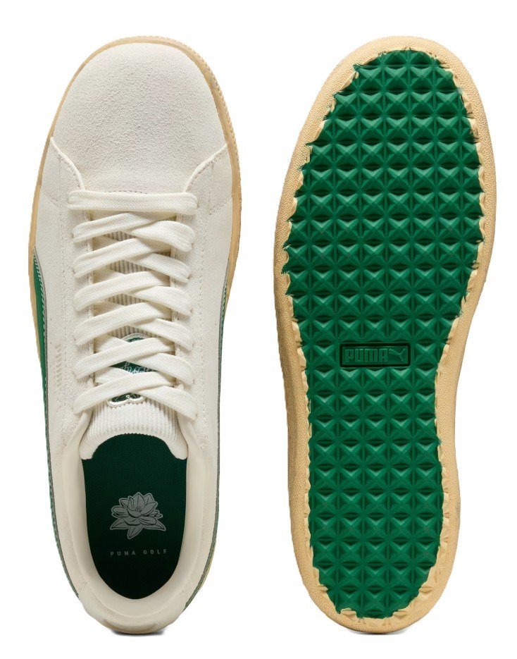 Puma Golf Puma Suede 30904 mens golf shoes, warm white/luso green