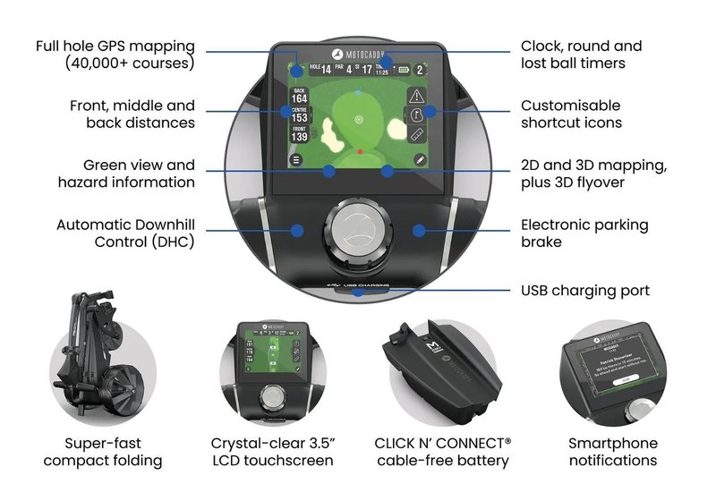 Motocaddy NEW M5 GPS DHC electric trolley, Ultra Lithium