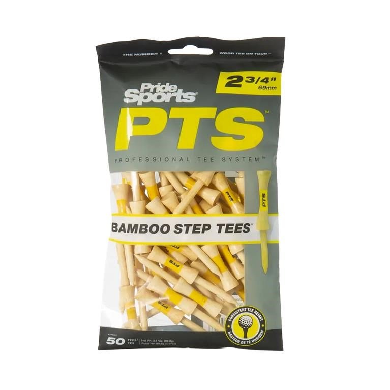 Pride Sports PTS Bamboo Step Tee 69 mm (2 3/4"), 50 tees, yellow