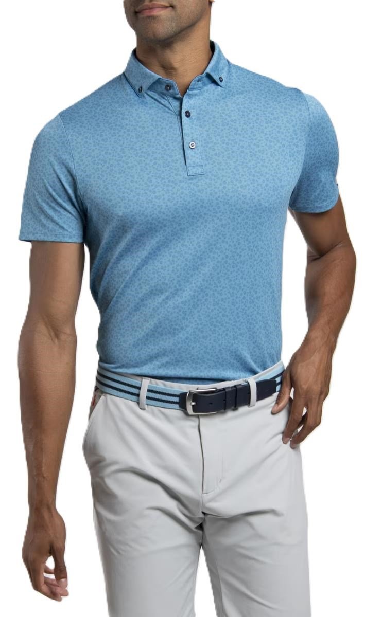 KJUS Lance Printed men's polo, atlas blue