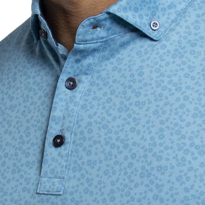 KJUS Lance Printed men's polo, atlas blue