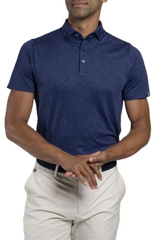 KJUS Lance Printed men's polo, atlanta blue
