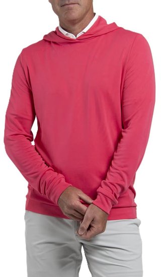 KJUS Kallen Hooded men's midlayer hoodie sweatshirt, rhubarb
