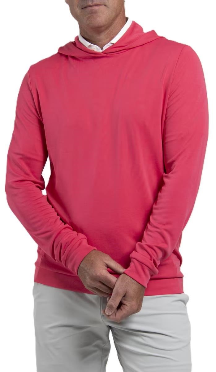 KJUS Kallen Hooded men's midlayer hoodie sweatshirt, rhubarb