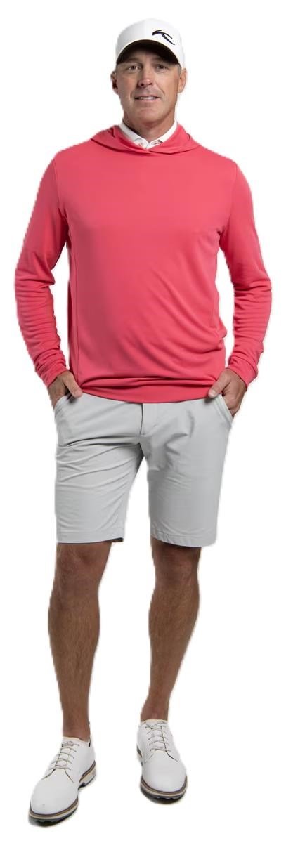 KJUS Kallen Hooded men's midlayer hoodie sweatshirt, rhubarb