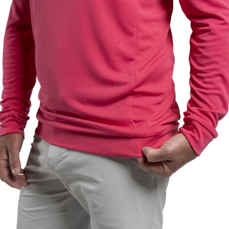KJUS Kallen Hooded men's midlayer hoodie sweatshirt, rhubarb