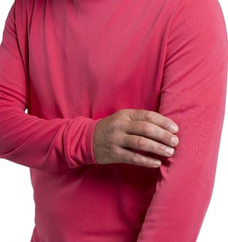 KJUS Kallen Hooded men's midlayer hoodie sweatshirt, rhubarb