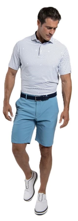 KJUS Golfer men's polo, white/atlanta blue