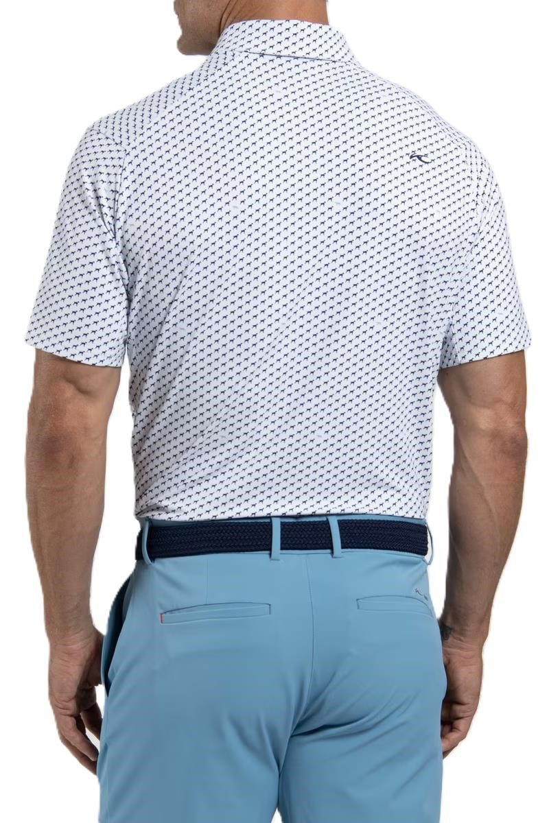 KJUS Golfer men's polo, white/atlanta blue
