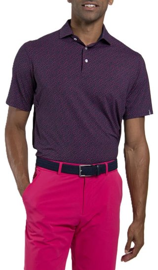 KJUS Golfer men's polo, rhubarb/atlanta blue