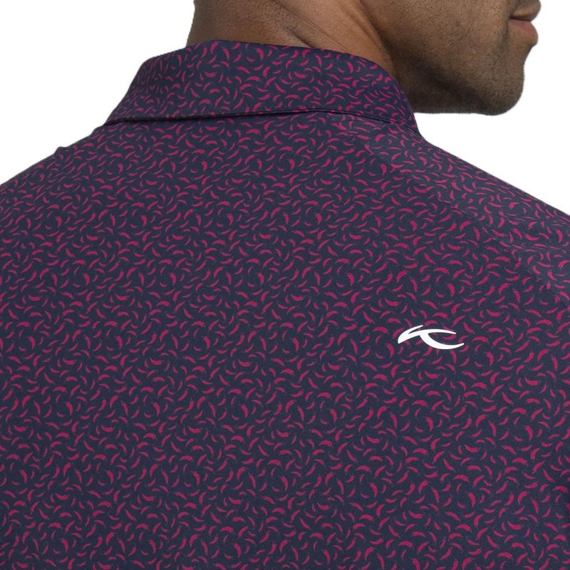 KJUS Golfer men's polo, rhubarb/atlanta blue