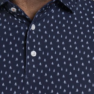 KJUS Golfer men's polo, atlanta blue/white
