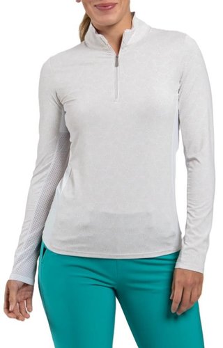 KJUS Sunshine Printed Half-Zip women's sweatshirt, oyster/white