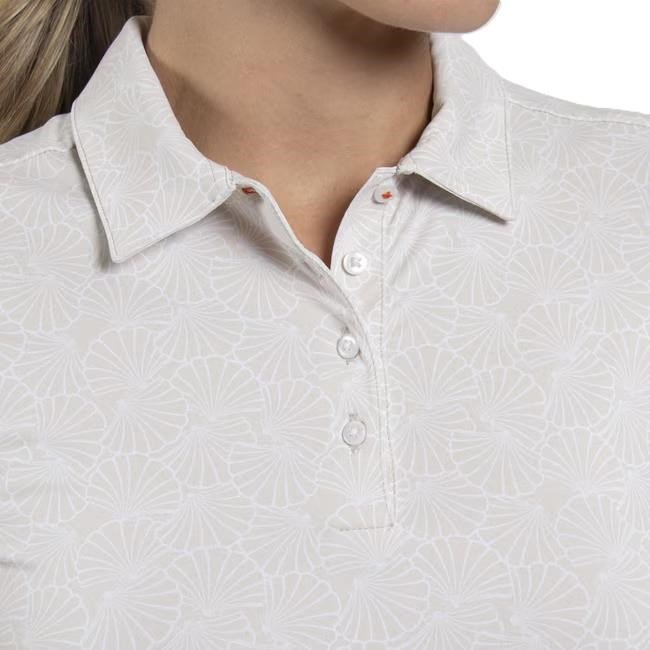 KJUS Enya Printed women's polo, oyster/white