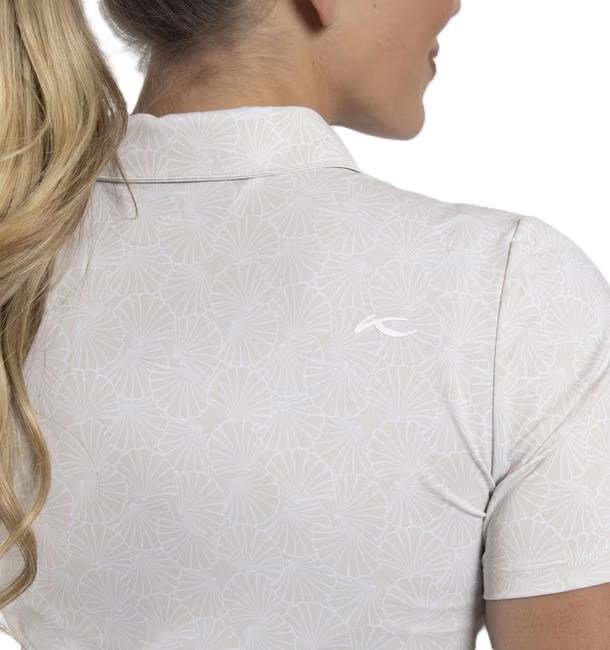 KJUS Enya Printed women's polo, oyster/white