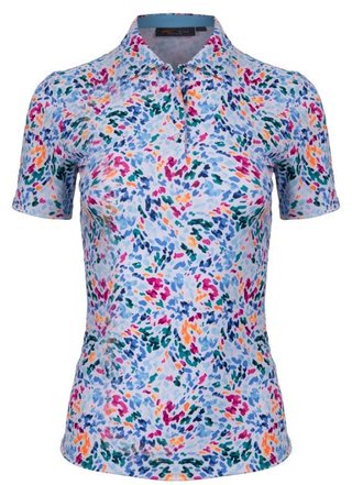 KJUS Enya Printed women's polo, white/poolside