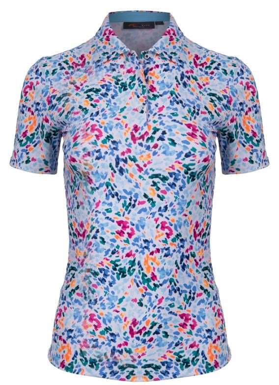KJUS Enya Printed women's polo, white/poolside