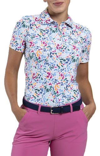 KJUS Enya Printed women's polo, white/poolside